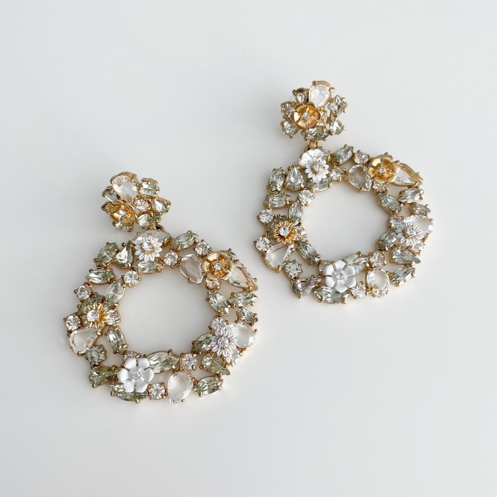 J. Crew Colorful Floral Hoop Earrings (Crystal)